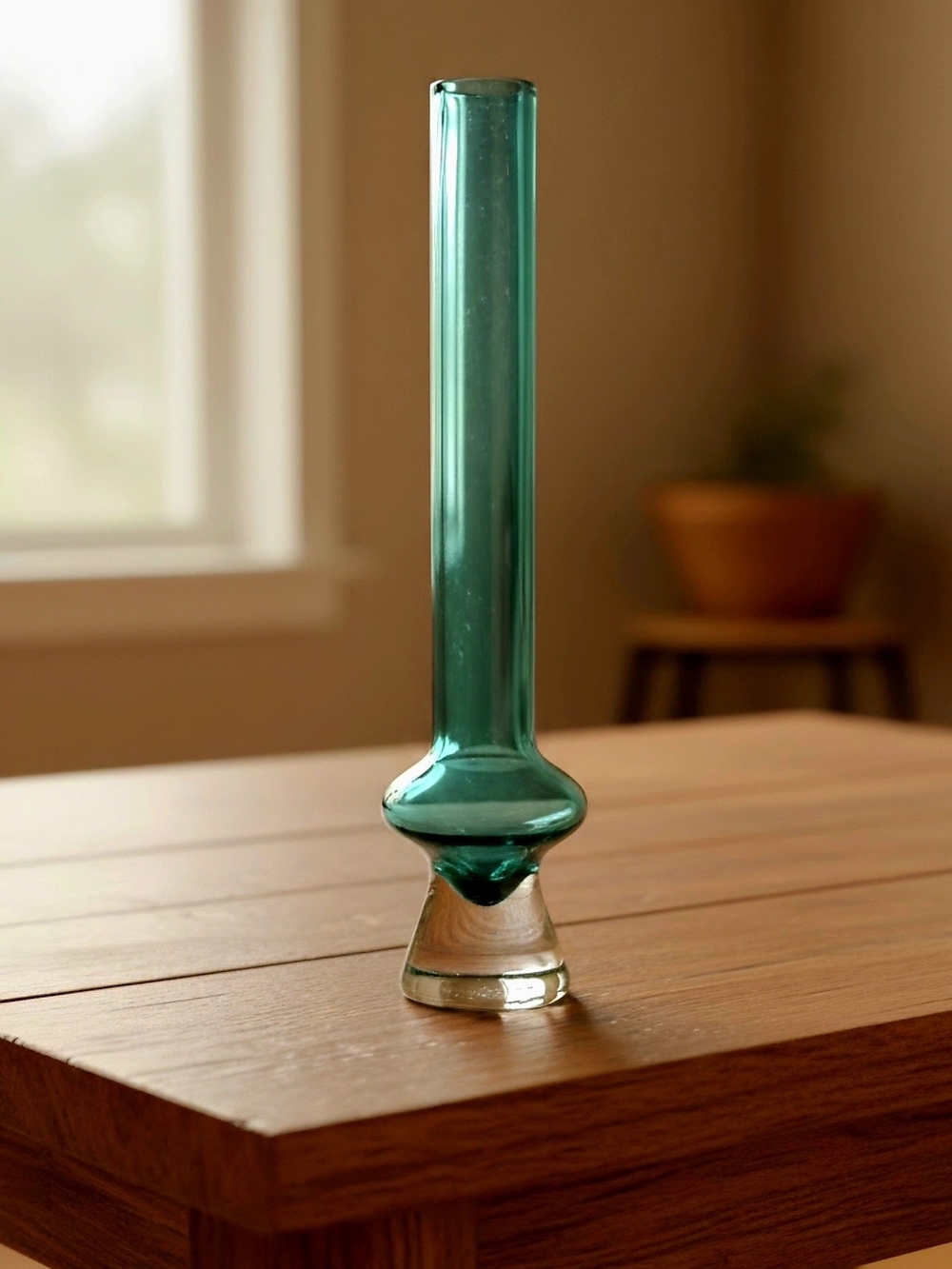 Teal Glass Bud Vase - Contemporary Home Accent